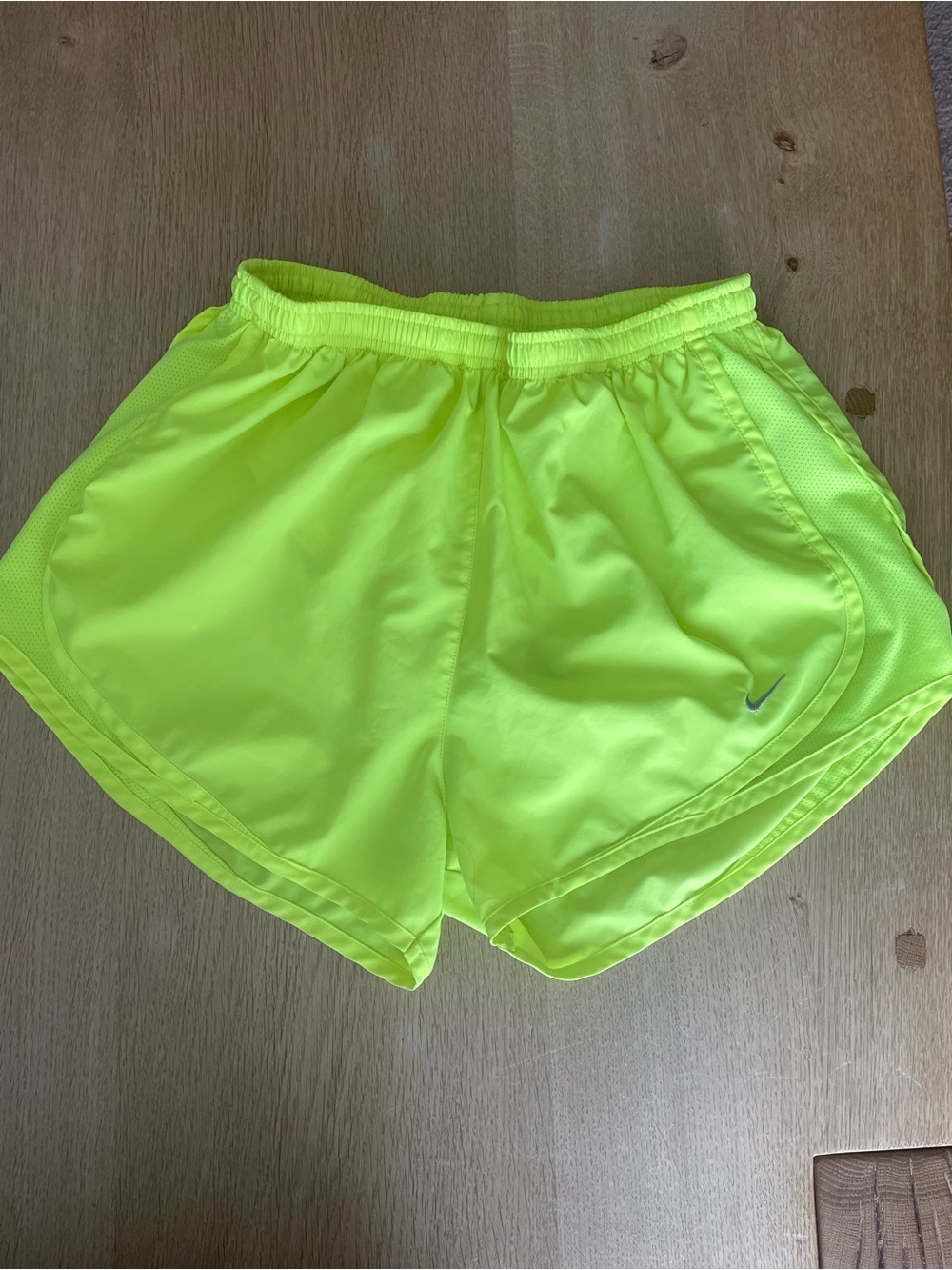 Nike Women's Neon Yellow running shorts with brief